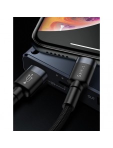 Baseus Cafule Kabel slitstark nylonkabel USB Typ C PD / Lightning 18W QC3.0 1m svart-grå (CATLKLF-G1)