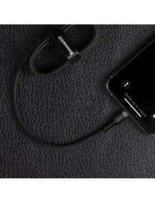 Baseus Cafule Kabel slitstark nylonkabel USB Typ C PD / Lightning 18W QC3.0 1m svart-grå (CATLKLF-G1)