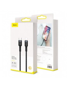 Baseus Cafule Kabel slitstark nylonkabel USB Typ C PD / Lightning 18W QC3.0 1m svart-grå (CATLKLF-G1)