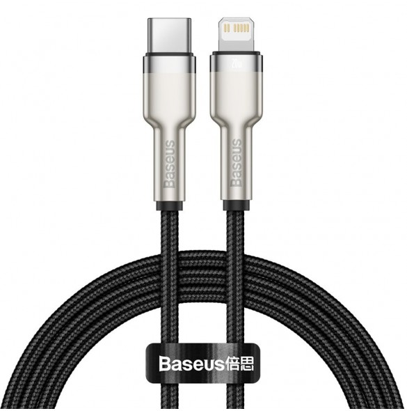 Baseus Cafule Metal Datakabel USB Typ C - Lightning 20 W Strömförsörjning 1 m svart (CATLJK-A01)