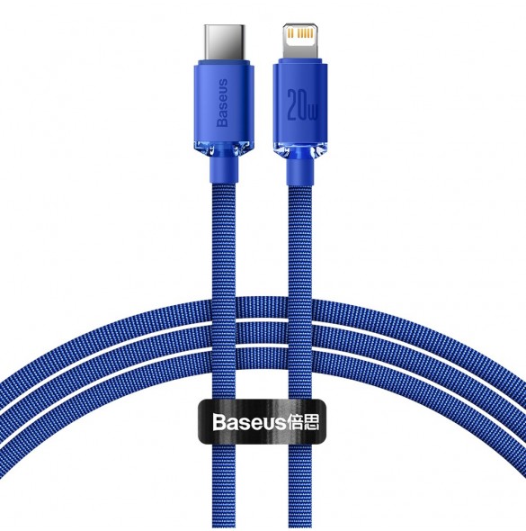 Baseus Crystal Shine Series-kabel USB-kabel för snabb laddning och dataöverföring USB Typ C - Lightning 20W 1,2m blå (CAJY000203