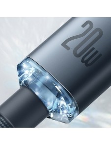 Baseus Crystal Shine Series-kabel USB-kabel för snabb laddning och dataöverföring USB Typ C - Lightning 20W 1,2m blå (CAJY000203