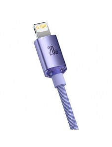 Baseus Crystal Shine Series-kabel USB-kabel för snabb laddning och dataöverföring USB Typ C - Lightning 20W 1,2m lila (CAJY00020
