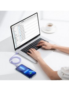 Baseus Crystal Shine Series-kabel USB-kabel för snabb laddning och dataöverföring USB Typ C - Lightning 20W 1,2m lila (CAJY00020