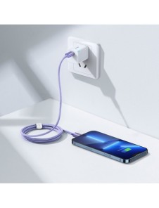 Baseus Crystal Shine Series-kabel USB-kabel för snabb laddning och dataöverföring USB Typ C - Lightning 20W 1,2m lila (CAJY00020