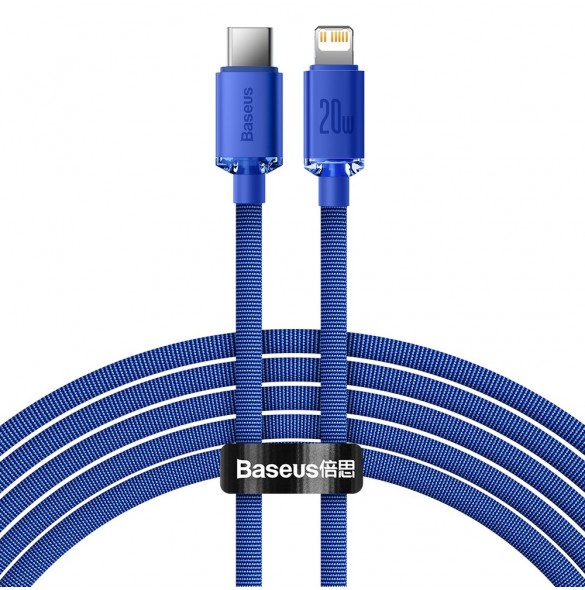 Baseus Crystal Shine Series-kabel USB-kabel för snabb laddning och dataöverföring USB Typ C - Lightning 20W 2m blå (CAJY000303)