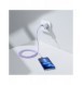 Baseus Crystal Shine Series-kabel USB-kabel för snabb laddning och dataöverföring USB Typ C - Lightning 20W 2m lila (CAJY000305)