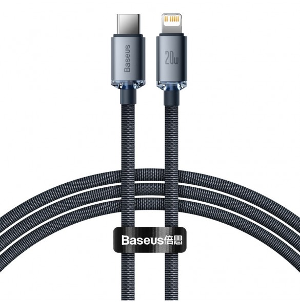 Baseus crystal shine serie snabbladdningsdatakabel USB typ C till Lightning 20W 1,2m svart (CAJY000201)