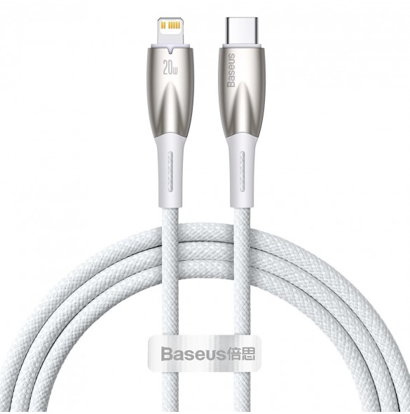 Baseus Glimmer Series-kabel med snabbladdning USB-C - Lightning 480Mb/s PD 20W 1m vit