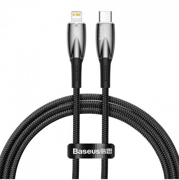 Baseus Glimmer Series snabbladdningskabel USB-C - Lightning 480Mb/s PD 20W 1m svart