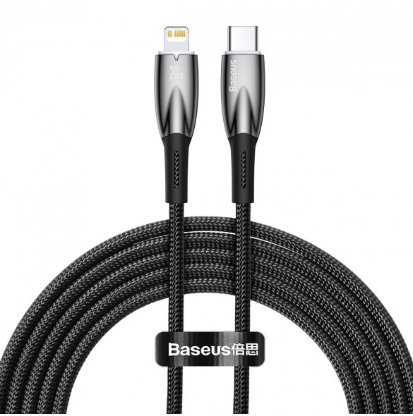 Baseus Glimmer Series snabbladdningskabel USB-C - Lightning 480Mb/s PD 20W 2m svart