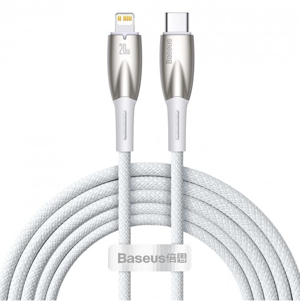 Baseus Glimmer Series snabbladdningskabel USB-C - Lightning 480Mb/s PD 20W 2m vit