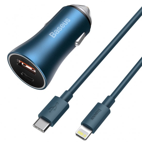 Baseus Golden Contactor Pro snabb billaddare USB Typ C / USB 40 W Strömförsörjning 3.0 Snabbladdning 4+ SCP FCP AFC + USB Typ C-