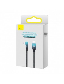 Baseus MVP 2 Vinklad armbågskabel Strömförsörjningskabel med sida USB Typ C / Lightning-kontakt 1m 20W blå (CAVP000221)