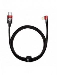 Baseus MVP 2 armbåge rätvinkel strömförsörjningskabel med sido-USB Typ C / Lightning 1m 20W Röd (CAVP000220)