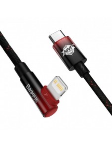 Baseus MVP 2 armbåge rätvinkel strömförsörjningskabel med sido-USB Typ C / Lightning 1m 20W Röd (CAVP000220)