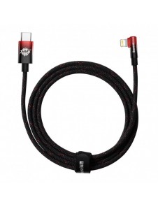 Baseus MVP 2 armbåge rätvinkel strömförsörjningskabel med sido-USB Typ C / Lightning 2m 20W Röd (CAVP000320)