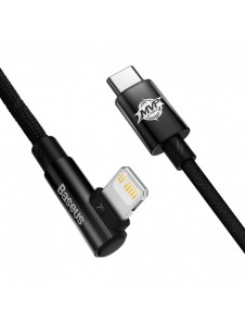 Baseus MVP 2 Armbåge rätvinkel strömförsörjningskabel med sido-USB Typ C / Lightning-kontakt 1m 20W svart (CAVP000201)