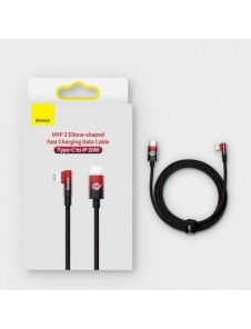 Baseus MVP 2 Armbåge rätvinkel strömförsörjningskabel med sido-USB Typ C / Lightning-kontakt 1m 20W svart (CAVP000201)