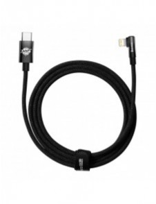 Baseus MVP 2 Armbåge rätvinkel strömförsörjningskabel med sido-USB Typ C / Lightning-kontakt 2m 20W svart (CAVP000301)