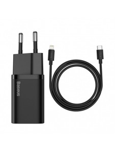 Baseus Super Si 1C snabbladdare USB Typ C 20W Strömförsörjning + USB Typ C - Lightning-kabel 1m svart (TZCCSUP-B01)
