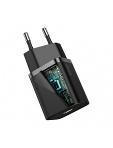 Baseus Super Si 1C snabbladdare USB Typ C 20W Strömförsörjning + USB Typ C - Lightning-kabel 1m svart (TZCCSUP-B01)