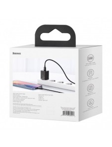 Baseus Super Si 1C snabbladdare USB Typ C 20W Strömförsörjning + USB Typ C - Lightning-kabel 1m svart (TZCCSUP-B01)
