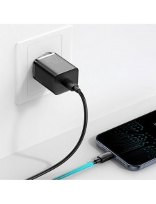Baseus Super Si 1C snabbladdare USB Typ C 20W Strömförsörjning + USB Typ C - Lightning-kabel 1m svart (TZCCSUP-B01)