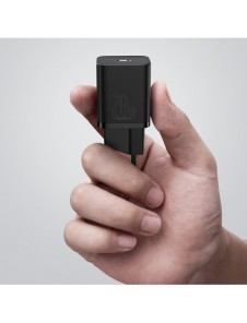 Baseus Super Si 1C snabbladdare USB Typ C 20W Strömförsörjning + USB Typ C - Lightning-kabel 1m svart (TZCCSUP-B01)
