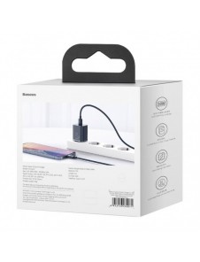 Baseus Super Si 1C snabbladdare USB Typ C 20W Strömförsörjning + USB Typ C - Lightning-kabel 1m blå (TZCCSUP-B03)