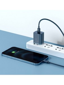 Baseus Super Si 1C snabbladdare USB Typ C 20W Strömförsörjning + USB Typ C - Lightning-kabel 1m blå (TZCCSUP-B03)