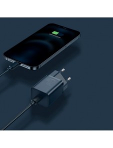Baseus Super Si 1C snabbladdare USB Typ C 20W Strömförsörjning + USB Typ C - Lightning-kabel 1m blå (TZCCSUP-B03)