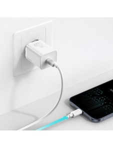 Baseus Super Si 1C snabbladdare USB Typ C 20W Strömförsörjning + USB Typ C - Lightning-kabel 1m vit (TZCCSUP-B02)