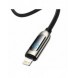 Baseus USB Typ C - Lightning 20W snabbladdningsdatakabel Strömförsörjning med skärmeffektmätare 2m svart (CATLSK-A01)