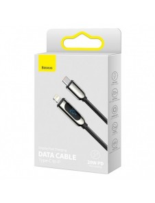 Baseus USB Typ C - Lightning 20W snabbladdningsdatakabel Strömförsörjning med skärmeffektmätare 2m svart (CATLSK-A01)