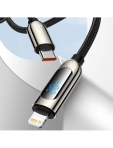 Baseus USB Typ C - Lightning 20W snabbladdningsdatakabel Strömförsörjning med skärmeffektmätare 2m svart (CATLSK-A01)