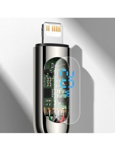 Baseus USB Typ C - Lightning 20W snabbladdningsdatakabel Strömförsörjning med skärmeffektmätare 2m svart (CATLSK-A01)