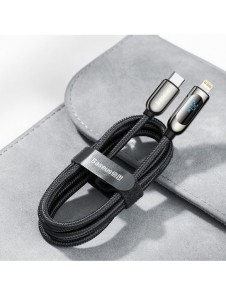 Baseus USB Typ C - Lightning 20W snabbladdningsdatakabel Strömförsörjning med skärmeffektmätare 2m svart (CATLSK-A01)