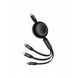 Baseus Bright Mirror 2 infällbar kabel 3-i-1-kabel USB Typ C - micro USB + Lightning + USB Typ C 3.5A 1.1m svart (CAMJ010201)