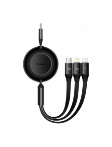 Baseus Bright Mirror 2 infällbar kabel 3-i-1-kabel USB Typ C - micro USB + Lightning + USB Typ C 3.5A 1.1m svart (CAMJ010201)
