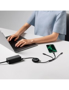 Baseus Bright Mirror 2 infällbar kabel 3-i-1-kabel USB Typ C - micro USB + Lightning + USB Typ C 3.5A 1.1m svart (CAMJ010201)
