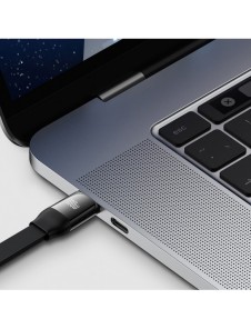 Baseus Bright Mirror 2 infällbar kabel 3-i-1-kabel USB Typ C - micro USB + Lightning + USB Typ C 3.5A 1.1m svart (CAMJ010201)