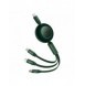 Baseus Bright Mirror 2 infällbar kabel 3-i-1-kabel USB Typ C - micro USB + Lightning + USB Typ C 3.5A 1.1m grön (CAMJ010206)