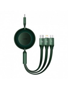 Baseus Bright Mirror 2 infällbar kabel 3-i-1-kabel USB Typ C - micro USB + Lightning + USB Typ C 3.5A 1.1m grön (CAMJ010206)