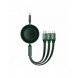 Baseus Bright Mirror 2 infällbar kabel 3-i-1-kabel USB Typ C - micro USB + Lightning + USB Typ C 3.5A 1.1m grön (CAMJ010206)