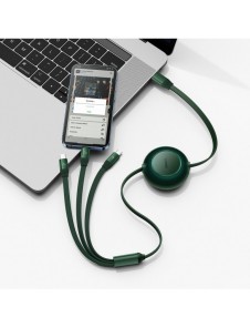 Baseus Bright Mirror 2 infällbar kabel 3-i-1-kabel USB Typ C - micro USB + Lightning + USB Typ C 3.5A 1.1m grön (CAMJ010206)