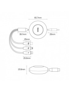 Baseus Bright Mirror 2 infällbar kabel 3-i-1-kabel USB Typ C - micro USB + Lightning + USB Typ C 3.5A 1.1m grön (CAMJ010206)
