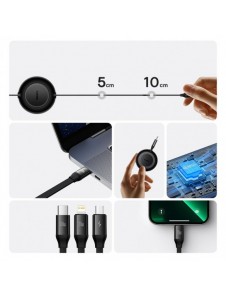 Baseus Bright Mirror 2 infällbar kabel 3-i-1-kabel USB Typ C - micro USB + Lightning + USB Typ C 3.5A 1.1m grön (CAMJ010206)