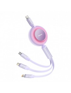 Baseus Bright Mirror 2 infällbar kabel 3-i-1-kabel USB Typ C - micro USB + Lightning + USB Typ C 3.5A 1.1m lila (CAMJ010205)