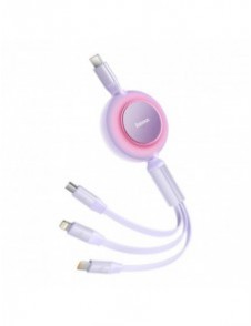 Baseus Bright Mirror 2 infällbar kabel 3-i-1-kabel USB Typ C - micro USB + Lightning + USB Typ C 3.5A 1.1m lila (CAMJ010205)